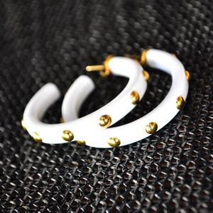 COACH studded hoop earrings in WHITE - NWOT